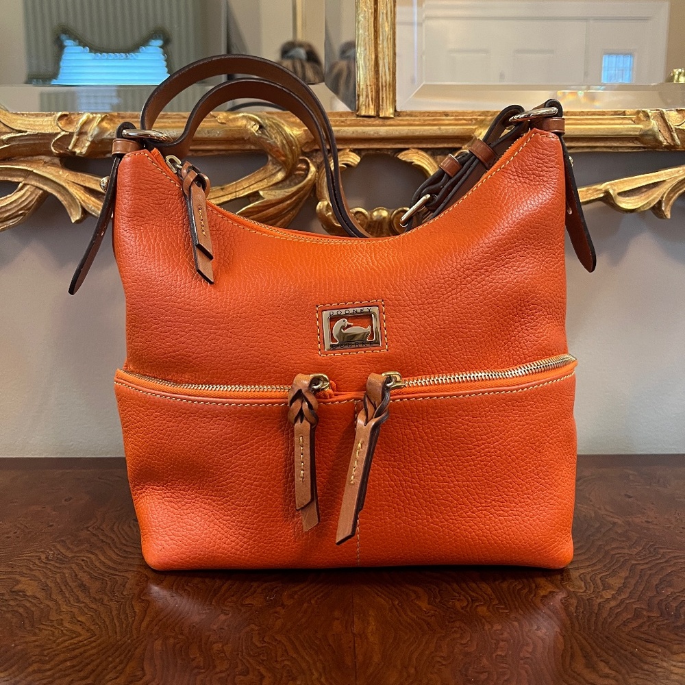 Dooney & Bourke Orange Double Pocket Shoulder Bag - Excellent Used Condition